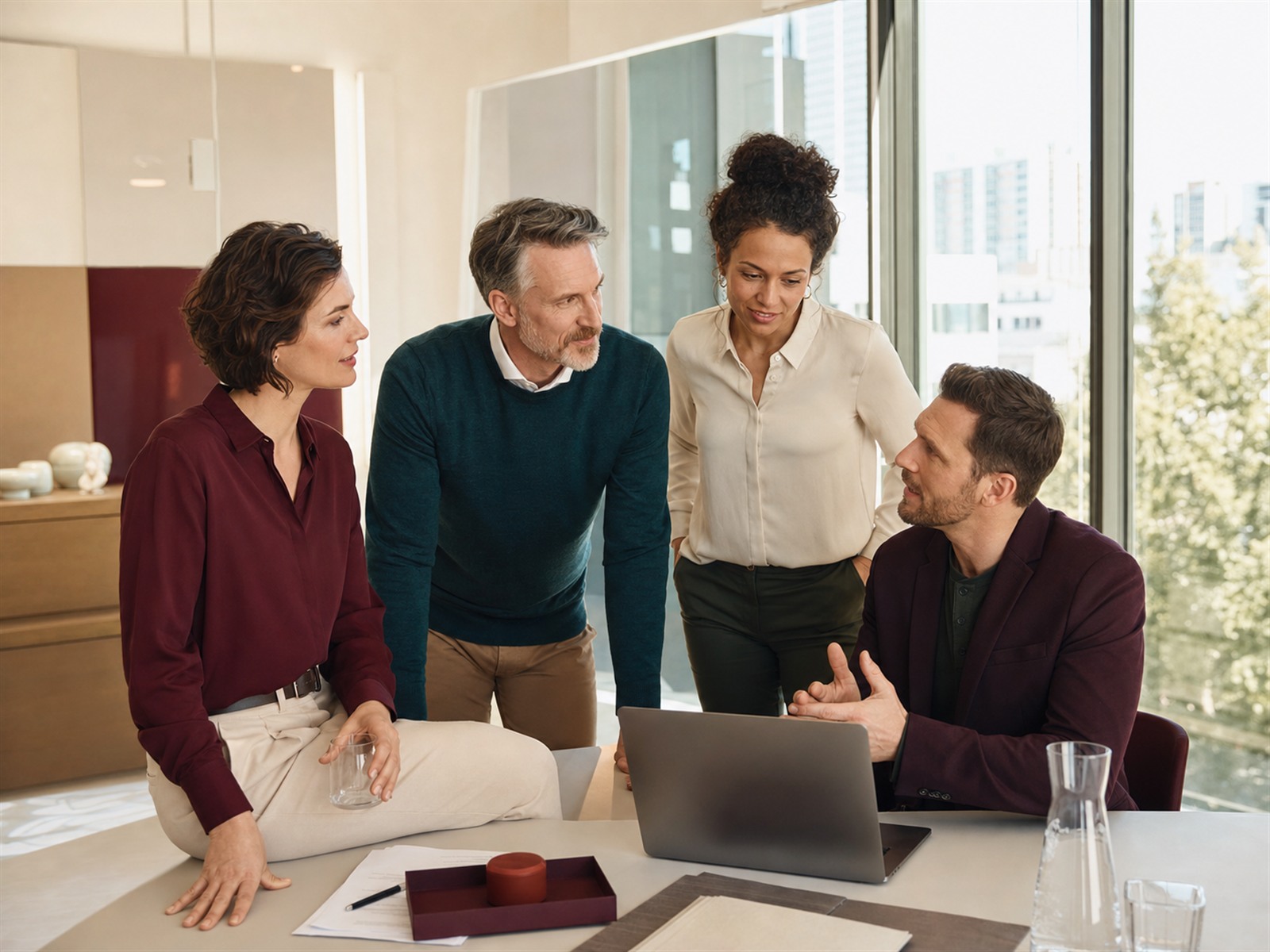 Team in dezenter Business-Kleidung für Büro und Außendienst
