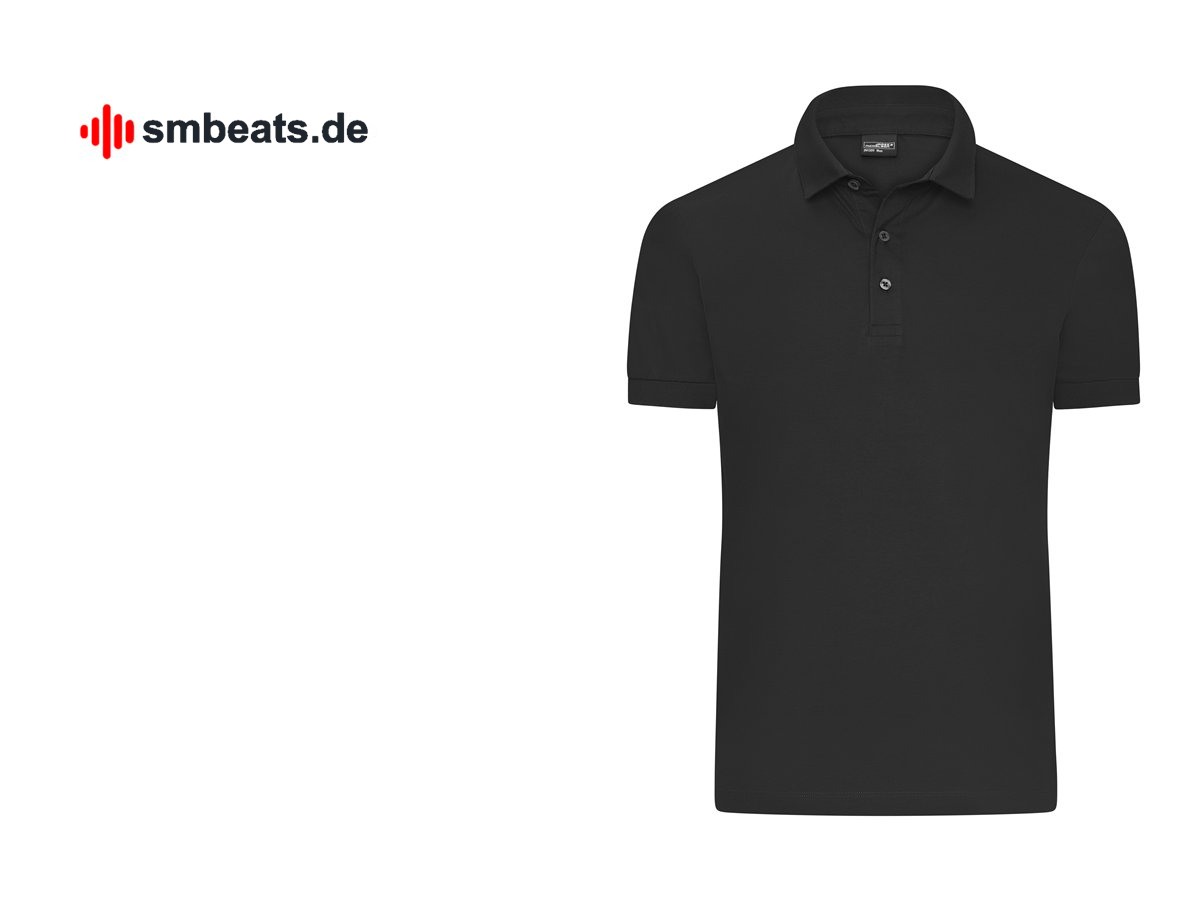 Schwarzes Poloshirt mit gesticktem SMBeats-Logo für den DJ-Auftritt