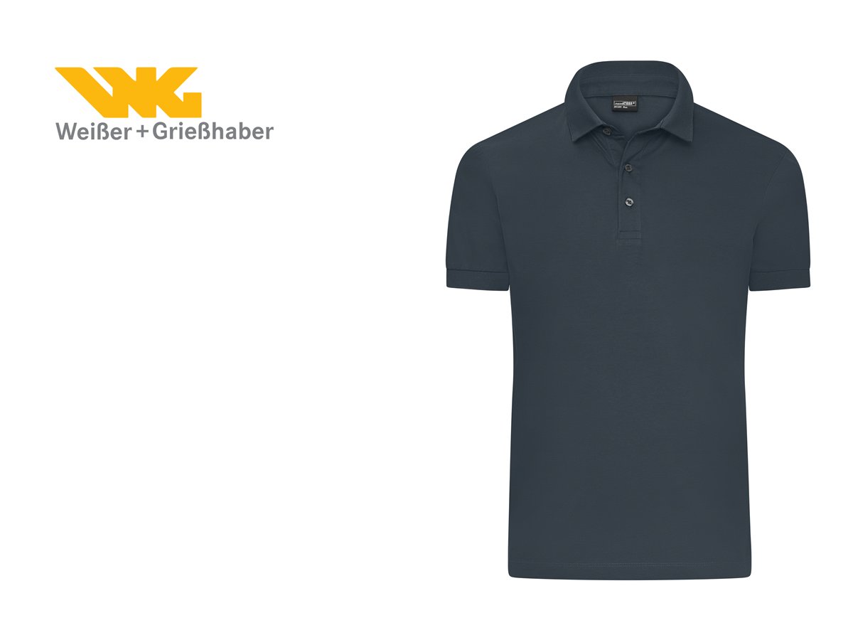 Graphitfarbenes Poloshirt mit Weisser-Grieshaber-Logo auf dem Ärmel