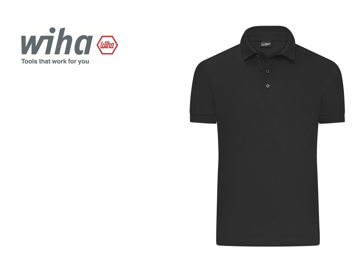Schwarzes Poloshirt mit gesticktem Wiha-Logo