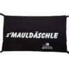 Gesichtsmaske, Mund- Nasenschutz wiederverwendbar handarbeit bequem mit humor / Spruch s'Mauldäschle schwarz mit weisser Schrift