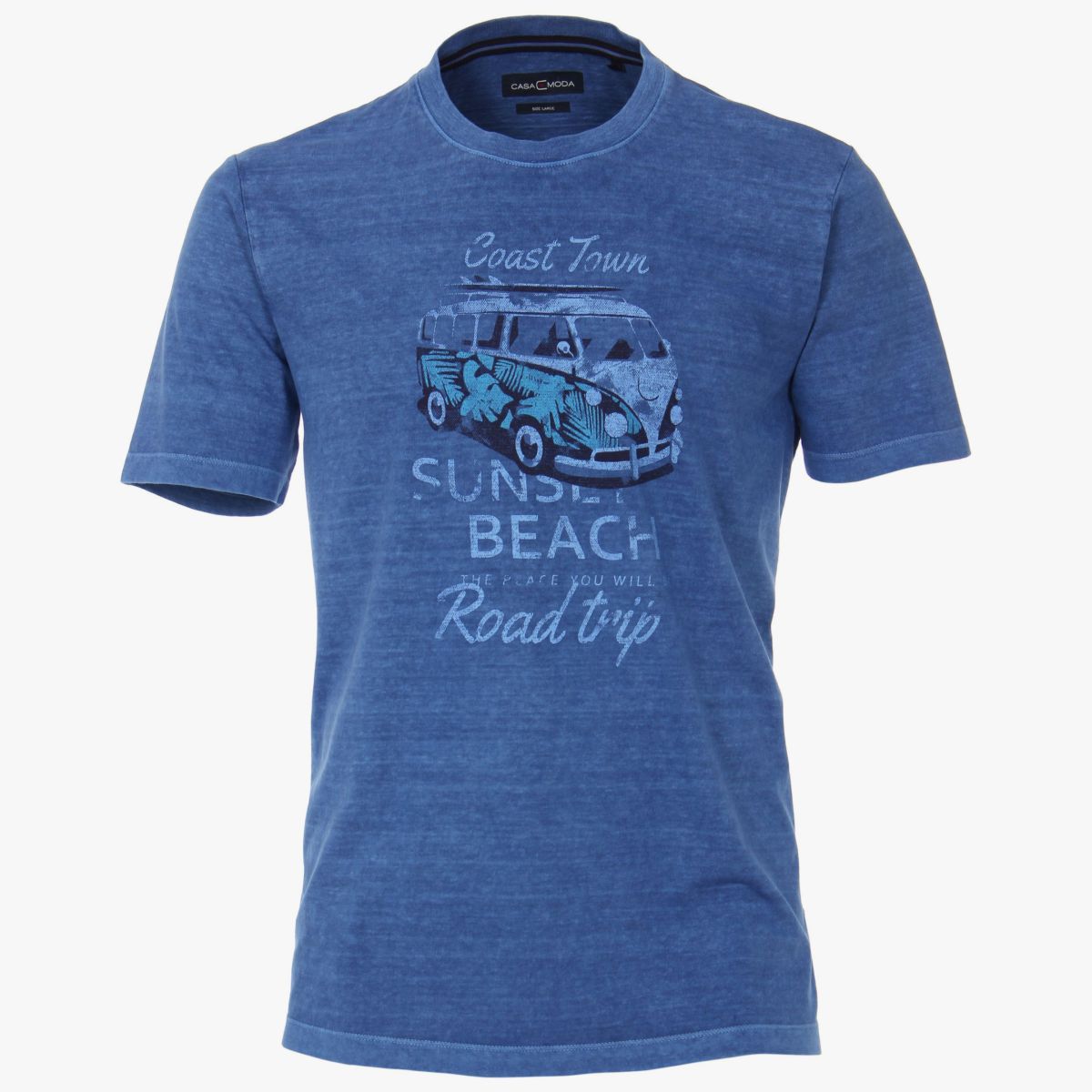 Herren T-Shirt mit VW Bulli am Sunset Beach von CasaModa in Blau