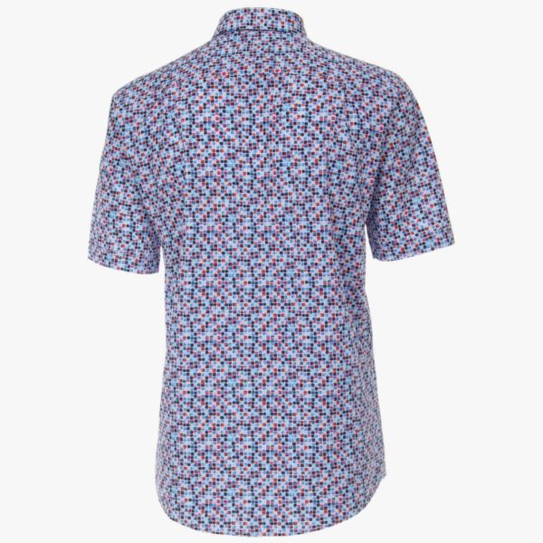 Herren Hemd Freizeit halbarm CasaModa alloverprint rot und blau Rücken