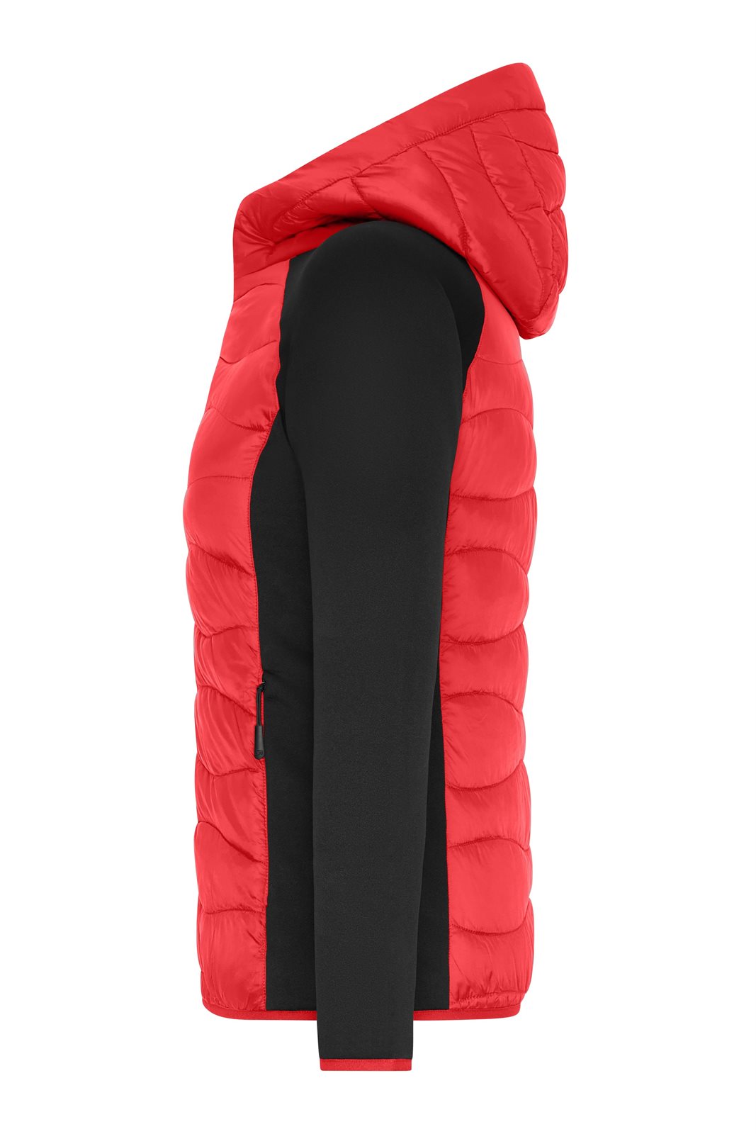Jacke Damen Schwarz/Rot – Ladies' Hybrid Jacket, Detailansicht