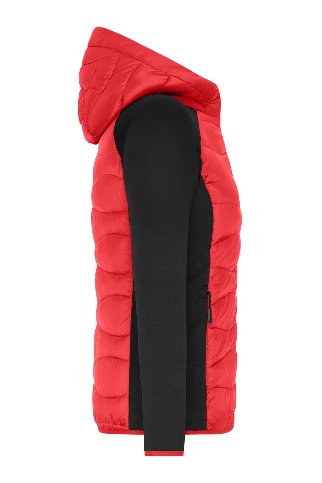 Jacke Damen Schwarz/Rot – Ladies' Hybrid Jacket, Detailansicht