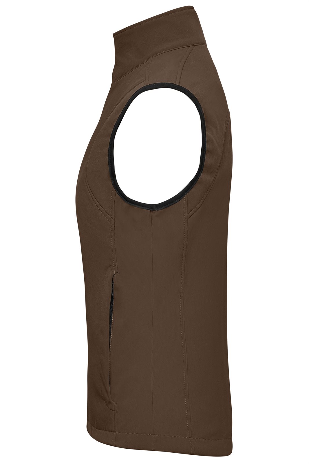 Weste Damen Braun – Ladies' Softshell Vest, Detailansicht