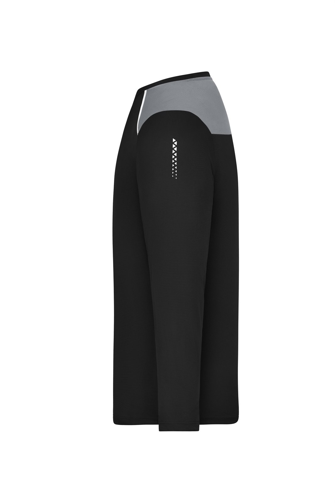 T-Shirt Herren Schwarz – Men's Running Shirt Longsleeve GRS, Detailansicht