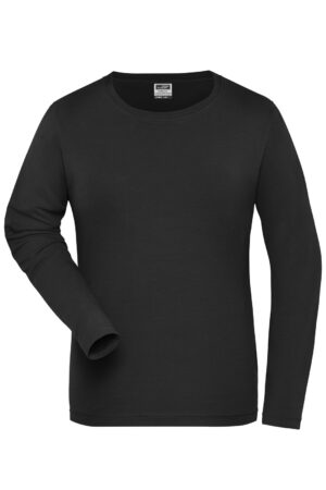 T-Shirt Damen Schwarz – Ladies' ORGANIC Stretch-Longsleeve Work - SOLID - OCS Blended