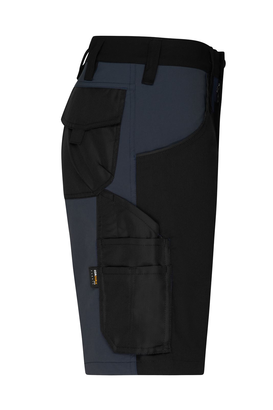 Hose Unisex Schwarz/Grau – Workwear Stretch-Bermuda Slim Line GRS, Detailansicht