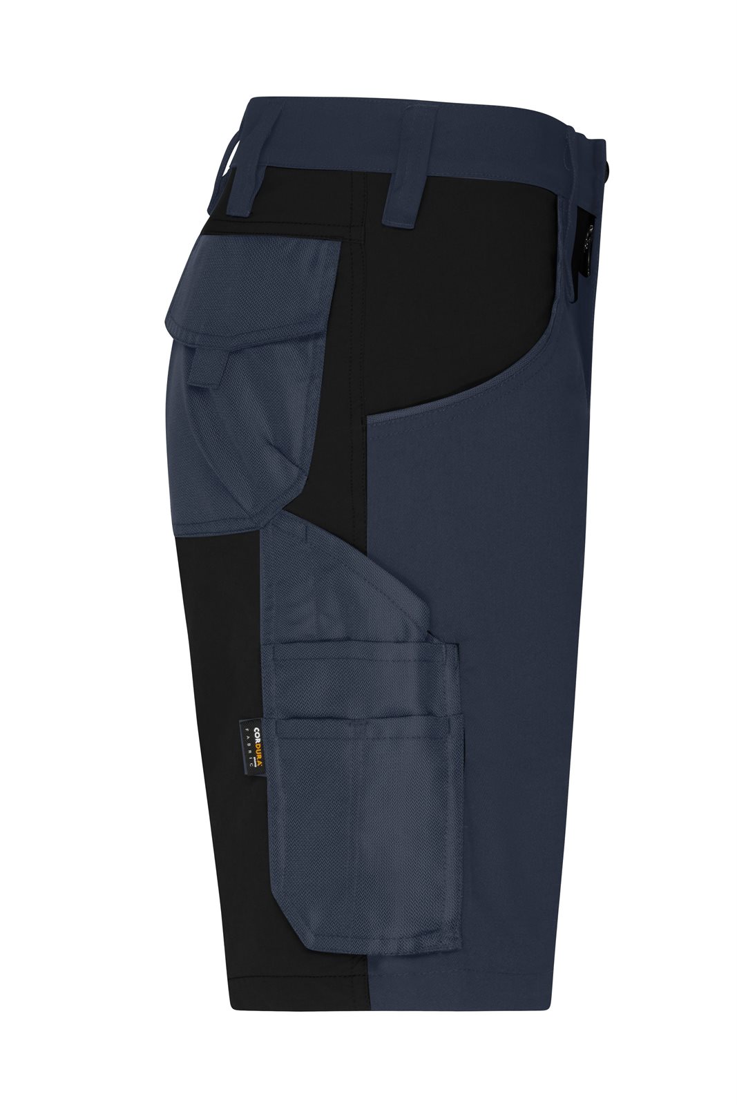 Hose Unisex Schwarz/Grau – Workwear Stretch-Bermuda Slim Line GRS, Detailansicht
