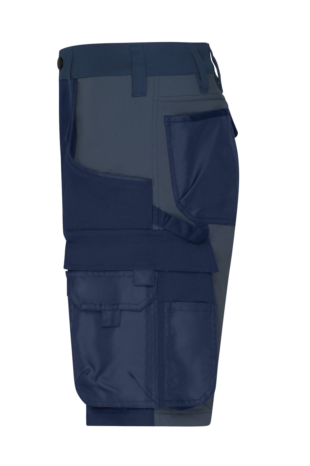 Hose Unisex Blau/Grau – Workwear Stretch-Bermuda Slim Line GRS, Detailansicht