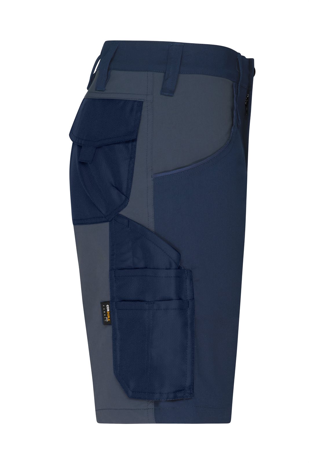 Hose Unisex Blau/Grau – Workwear Stretch-Bermuda Slim Line GRS, Detailansicht