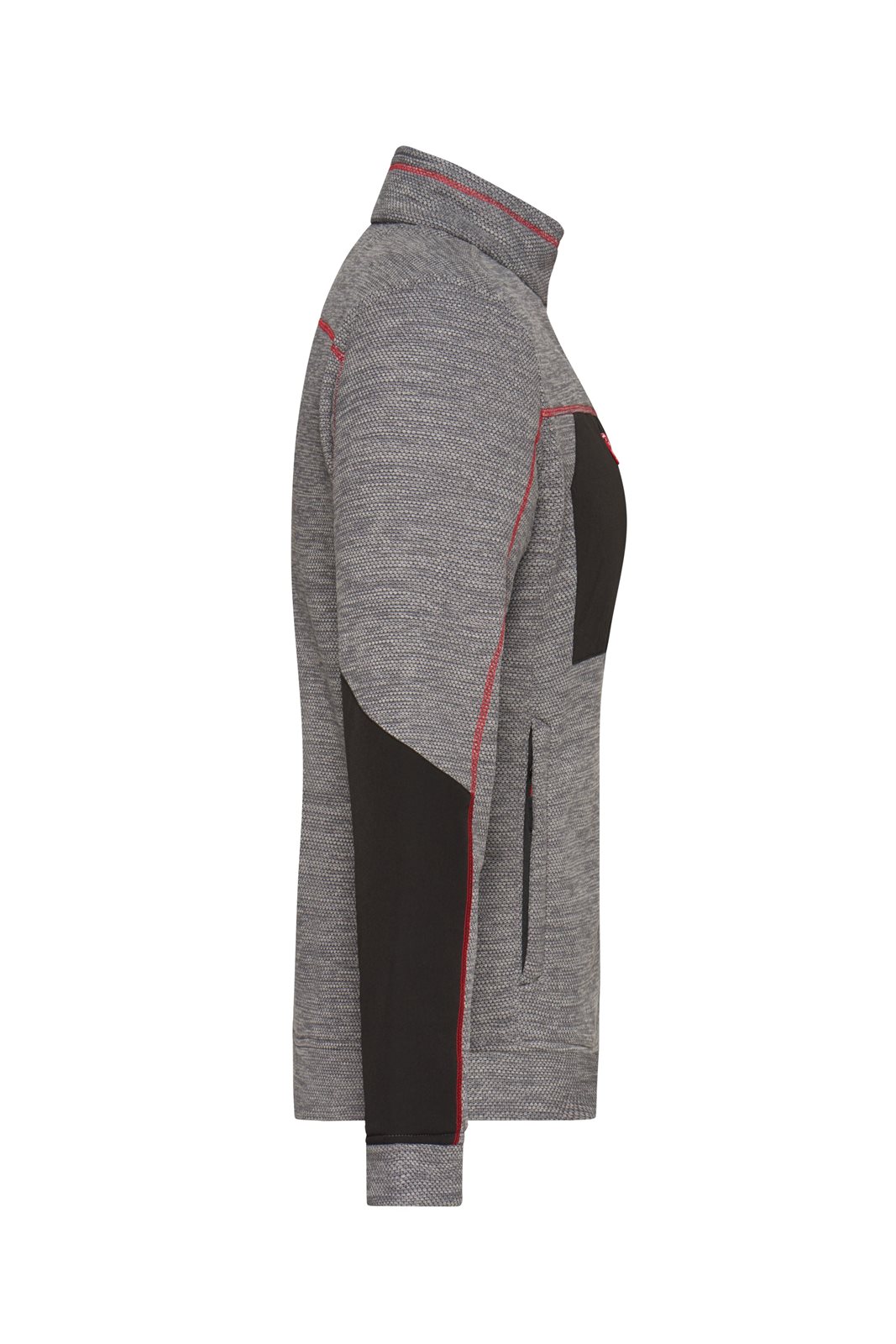 Jacke Damen Grau/Schwarz/Rot – Ladies' Structure Fleece Jacket GRS, Detailansicht