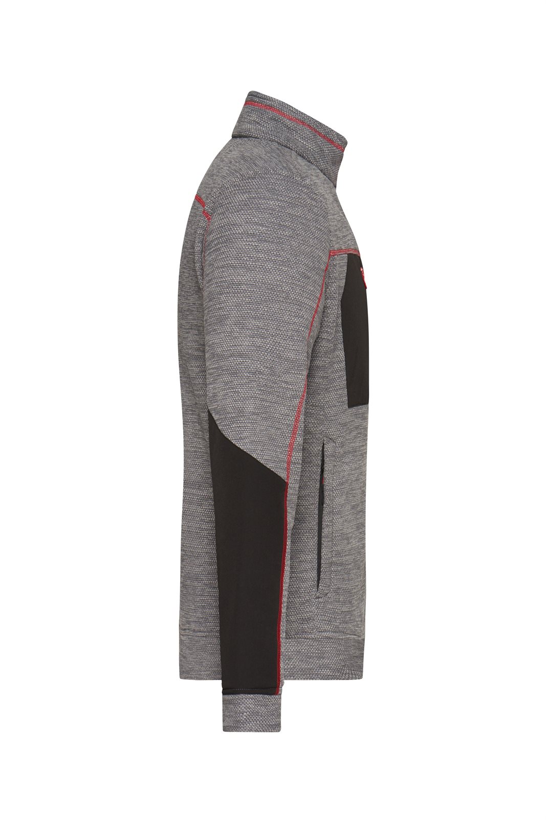 Jacke Herren Grau/Schwarz/Rot – Men's Structure Fleece Jacket GRS, Detailansicht