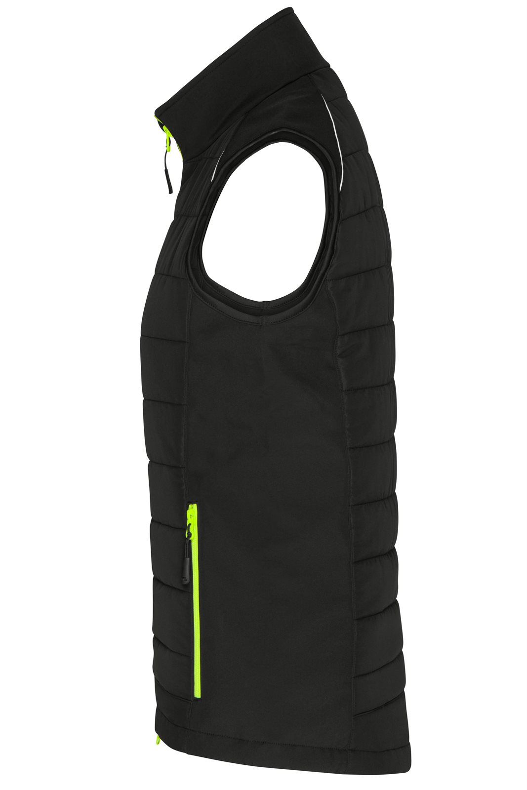 Weste Damen Schwarz/Gelb/Neon – Ladies' Hybrid Vest GRS, Detailansicht