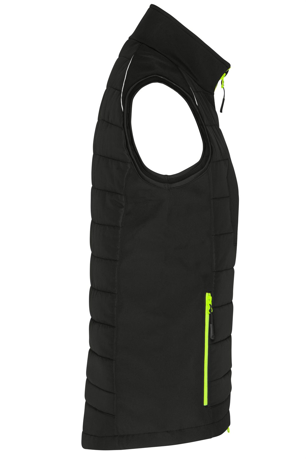Weste Damen Schwarz/Gelb/Neon – Ladies' Hybrid Vest GRS, Detailansicht