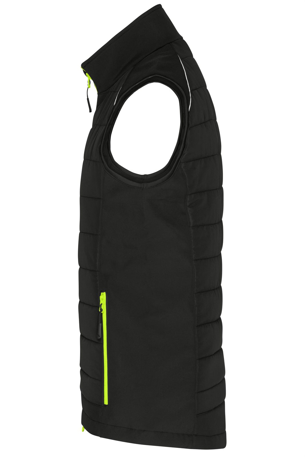 Weste Herren Schwarz/Gelb/Neon – Men's Hybrid Vest GRS, Detailansicht