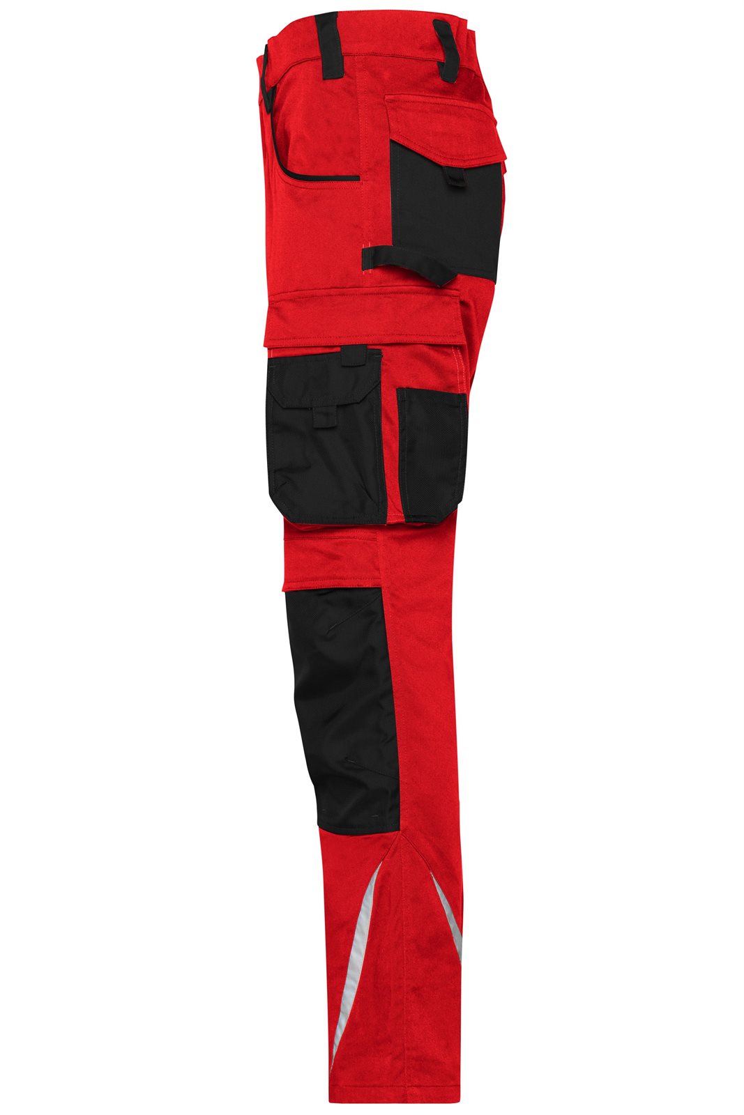 Hose Unisex Schwarz/Rot – Workwear Pants Slim Line - STRONG - GRS, Detailansicht