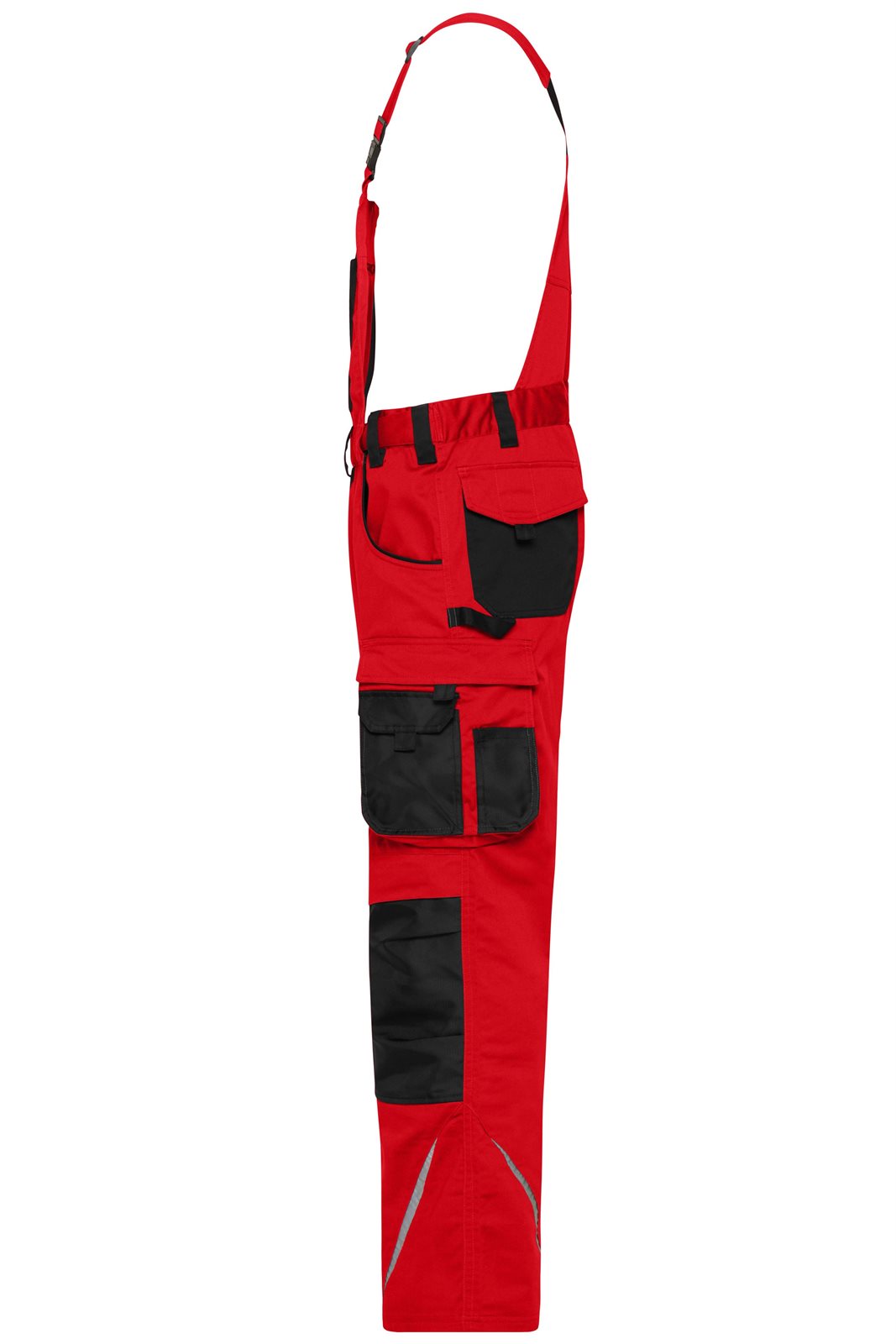 Hose Unisex Schwarz/Rot – Workwear Pants with Bib - STRONG - GRS, Detailansicht