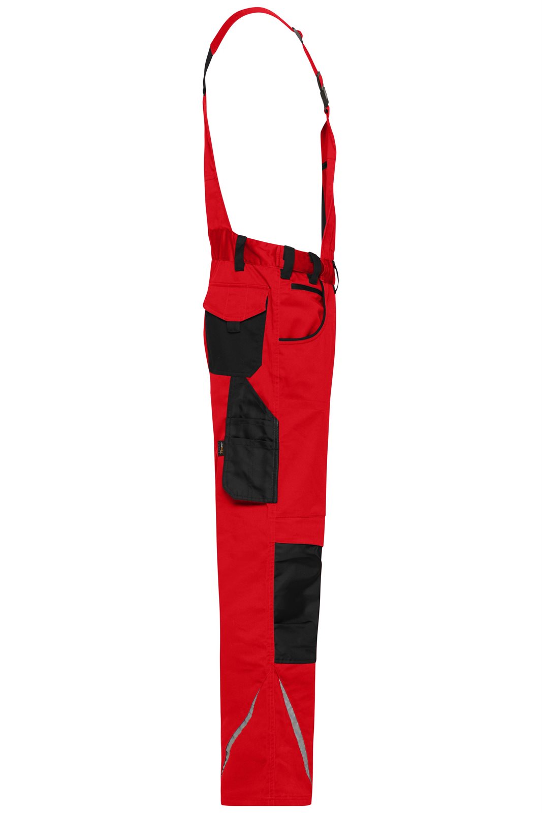 Hose Unisex Schwarz/Rot – Workwear Pants with Bib - STRONG - GRS, Detailansicht