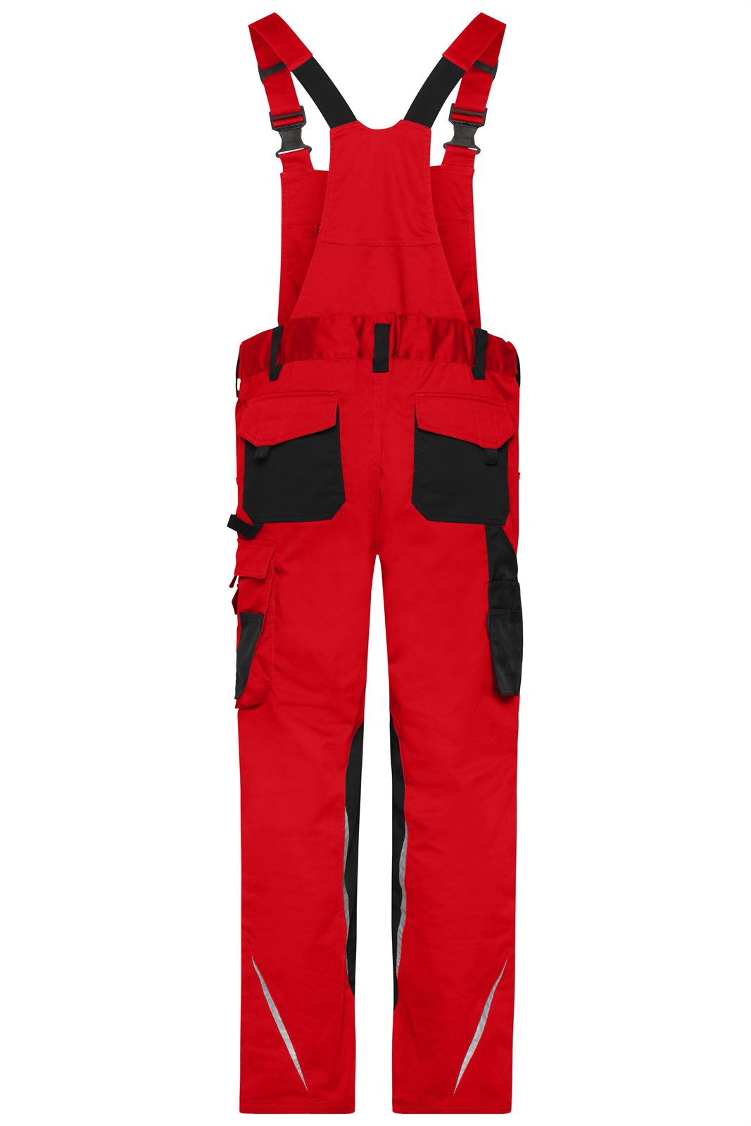 Hose Unisex Schwarz/Rot – Workwear Pants with Bib - STRONG - GRS, Detailansicht