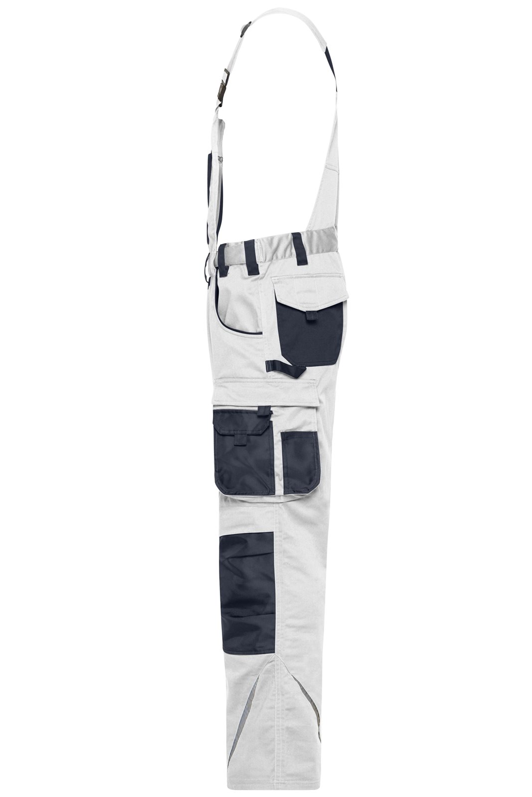 Hose Unisex Weiß/Grau – Workwear Pants with Bib - STRONG - GRS, Detailansicht