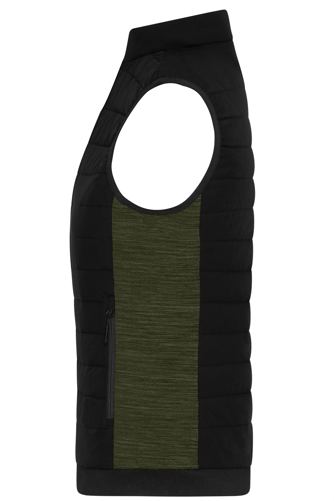 Weste Damen Schwarz/Oliv/Braun – Ladies' Padded Hybrid Vest, Detailansicht