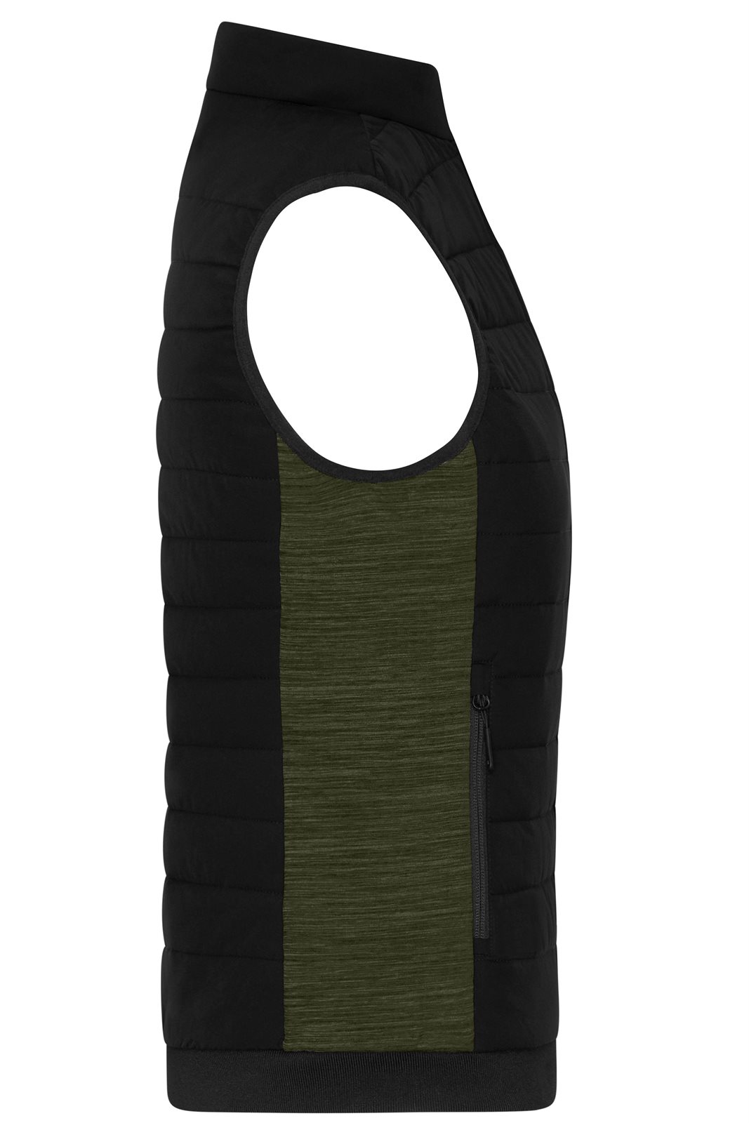 Weste Damen Schwarz/Oliv/Braun – Ladies' Padded Hybrid Vest, Detailansicht