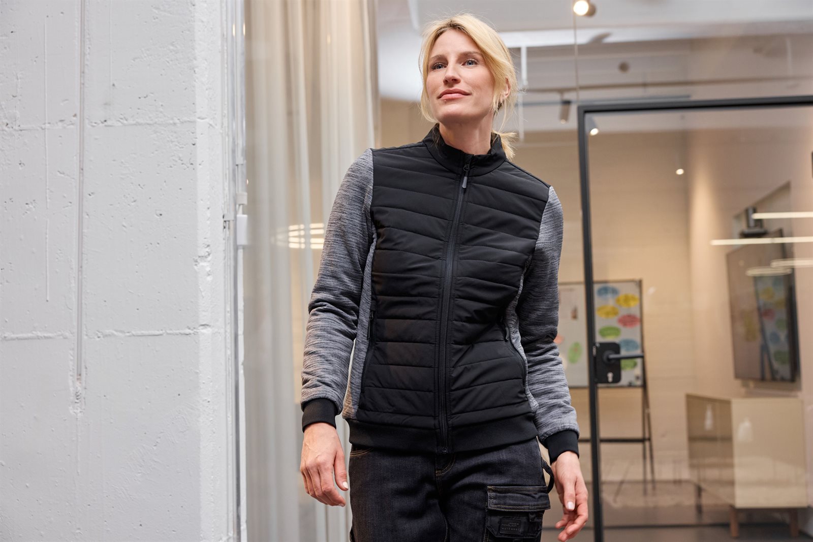 Jacke Damen – Ladies' Padded Hybrid Jacket, Detailansicht