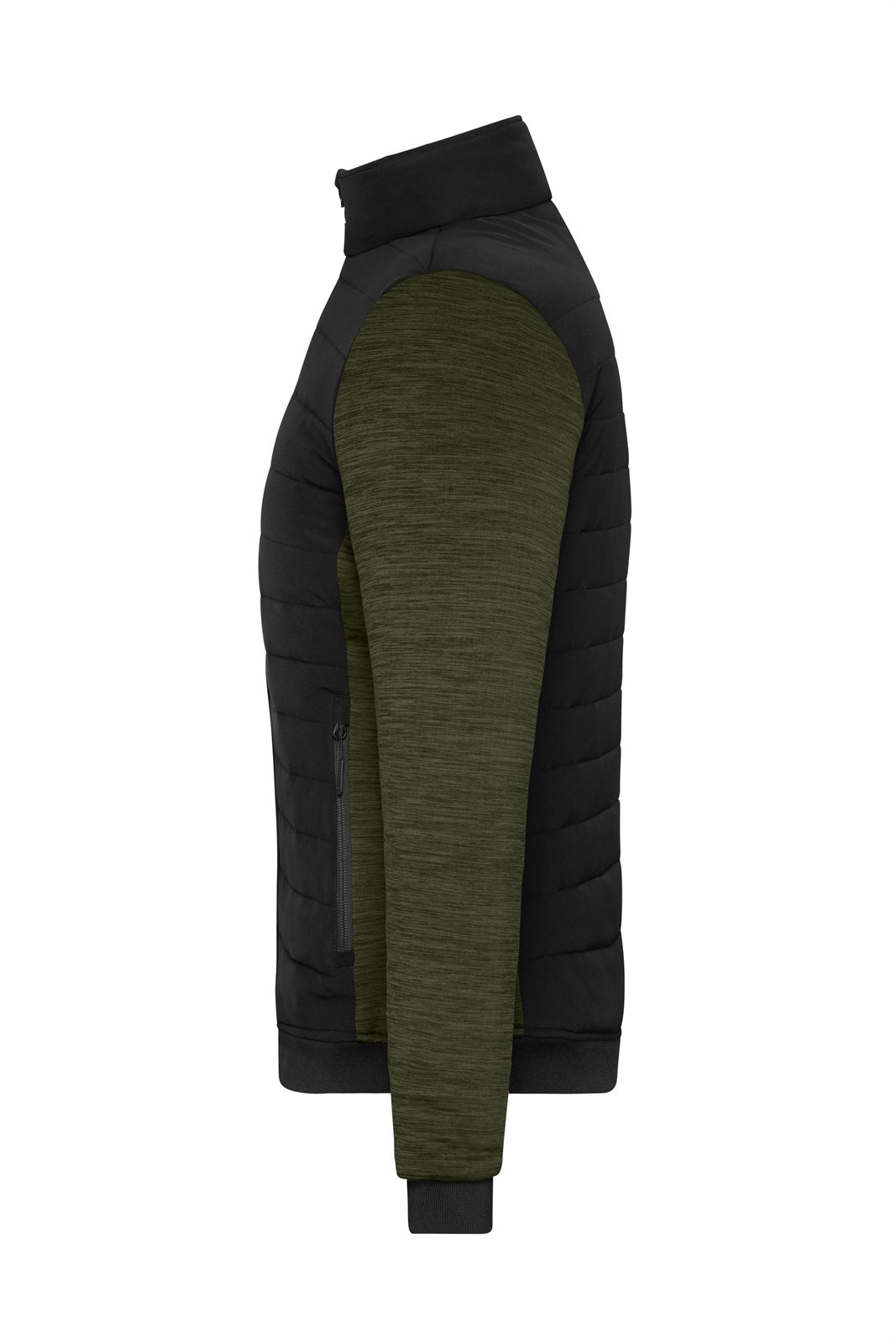 Jacke Damen Schwarz/Oliv/Braun – Ladies' Padded Hybrid Jacket, Detailansicht