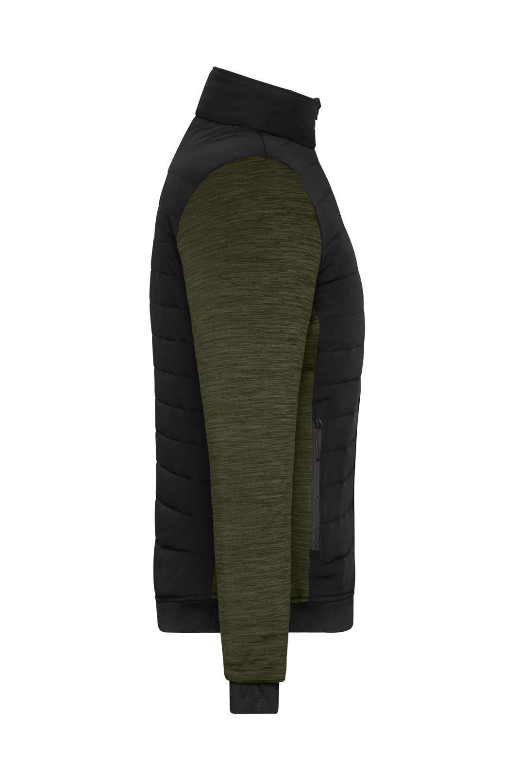 Jacke Damen Schwarz/Oliv/Braun – Ladies' Padded Hybrid Jacket, Detailansicht