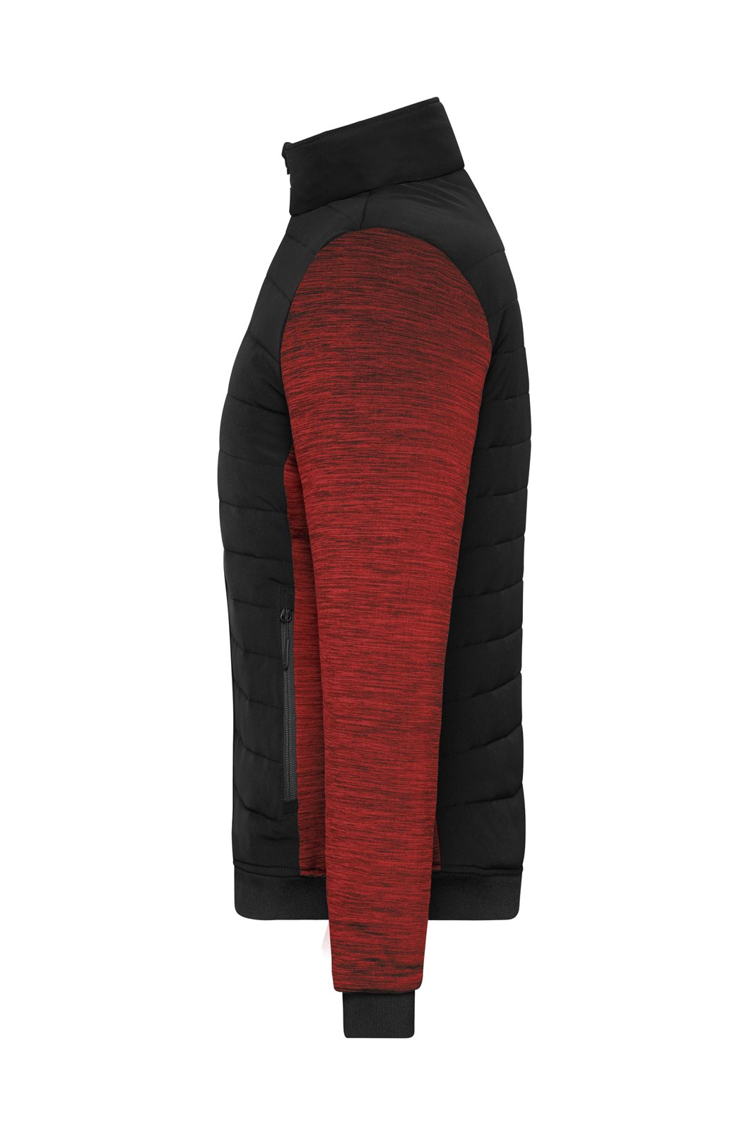 Jacke Damen Schwarz/Rot – Ladies' Padded Hybrid Jacket, Detailansicht