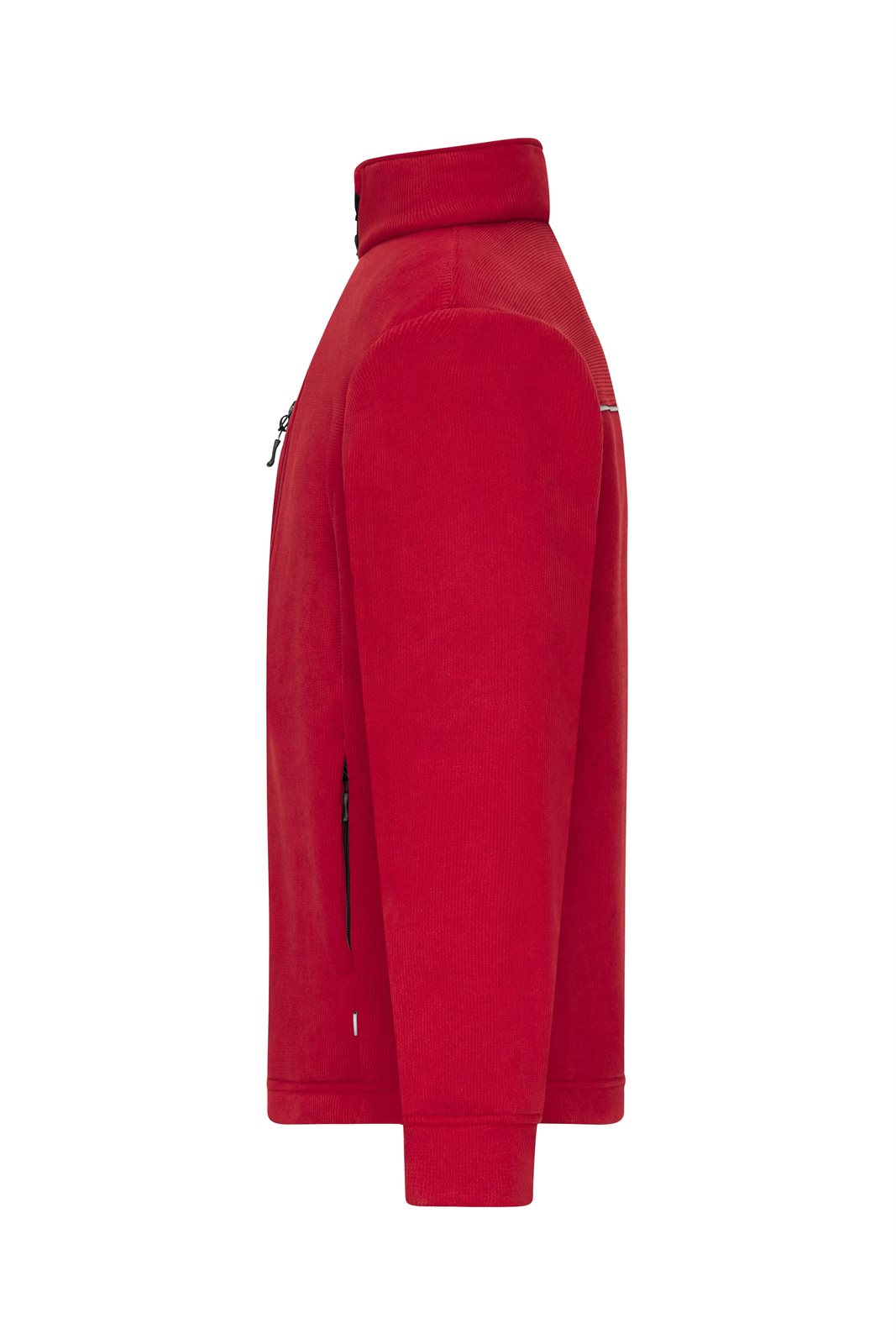 Jacke Unisex Rot – Fleece Jacket - Corduroy Look, Detailansicht