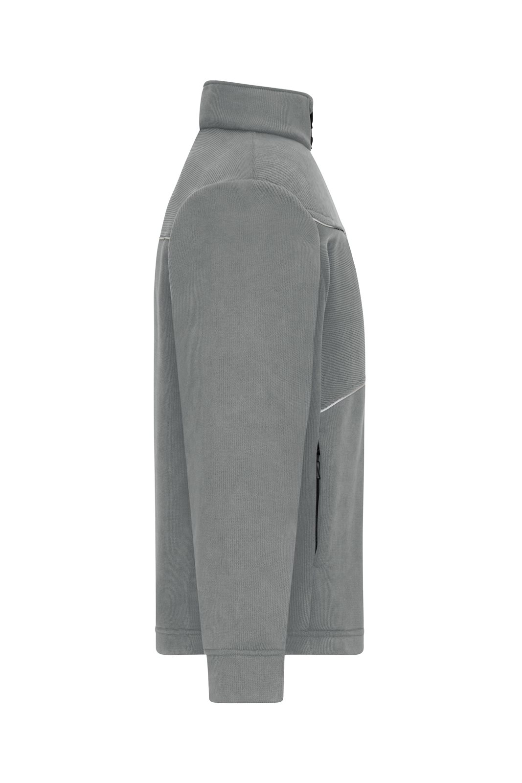 Jacke Unisex Grau – Fleece Jacket - Corduroy Look, Detailansicht
