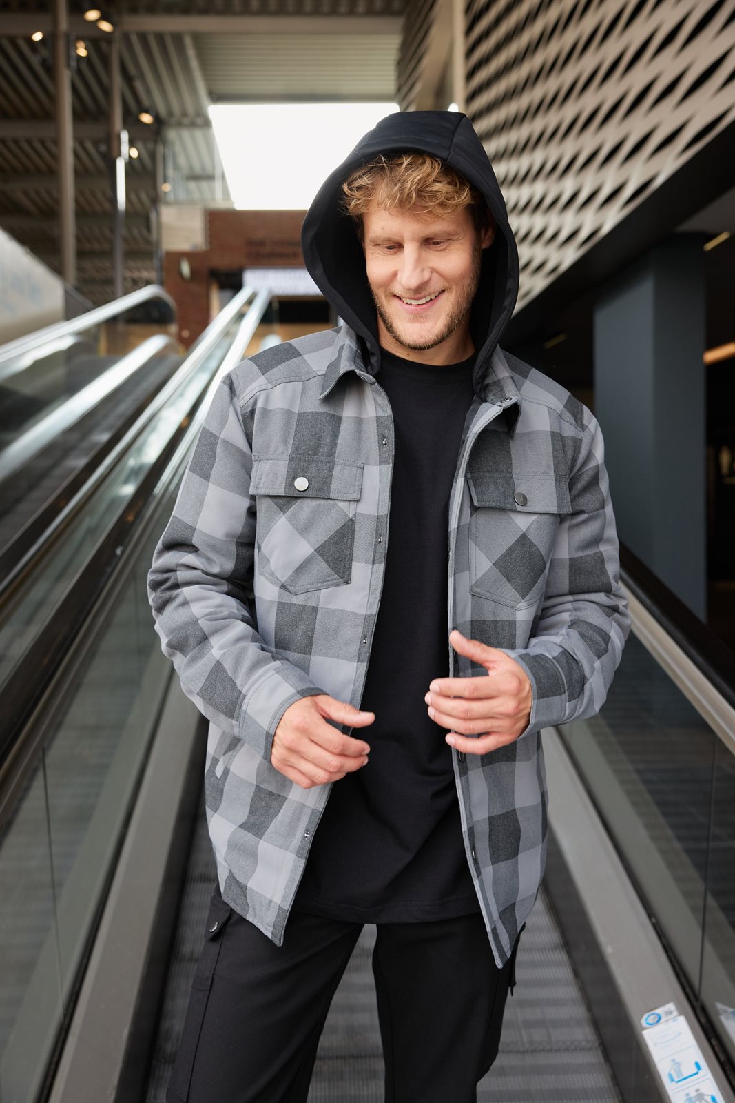 Jacke Unisex – Workwear Check Shirt Jacket, Detailansicht