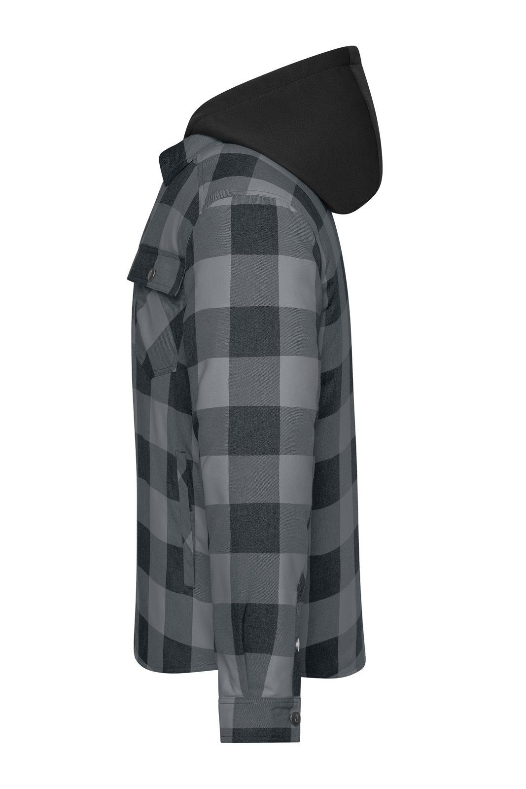 Jacke Unisex Schwarz/Grau – Workwear Check Shirt Jacket, Detailansicht