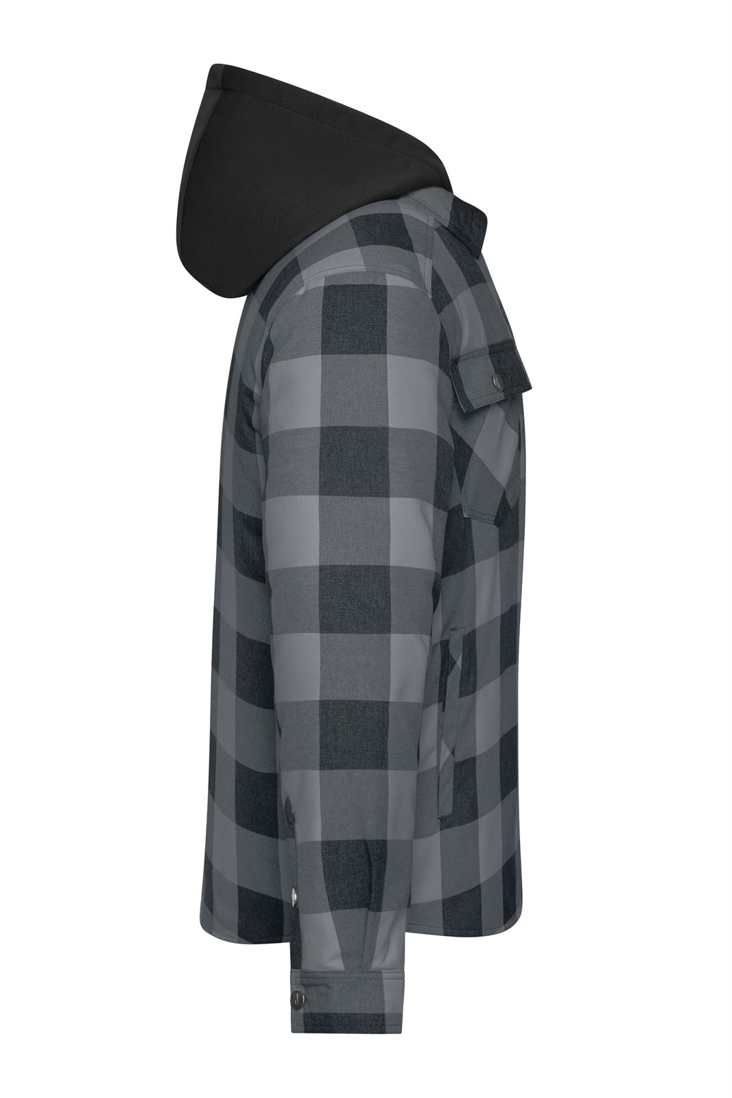 Jacke Unisex Schwarz/Grau – Workwear Check Shirt Jacket, Detailansicht