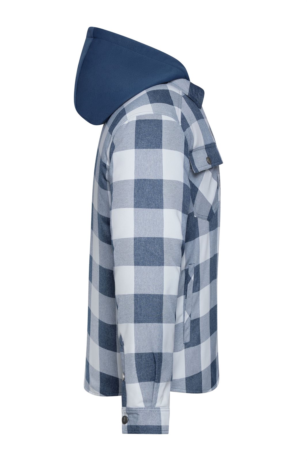 Jacke Unisex Blau/Grau – Workwear Check Shirt Jacket, Detailansicht