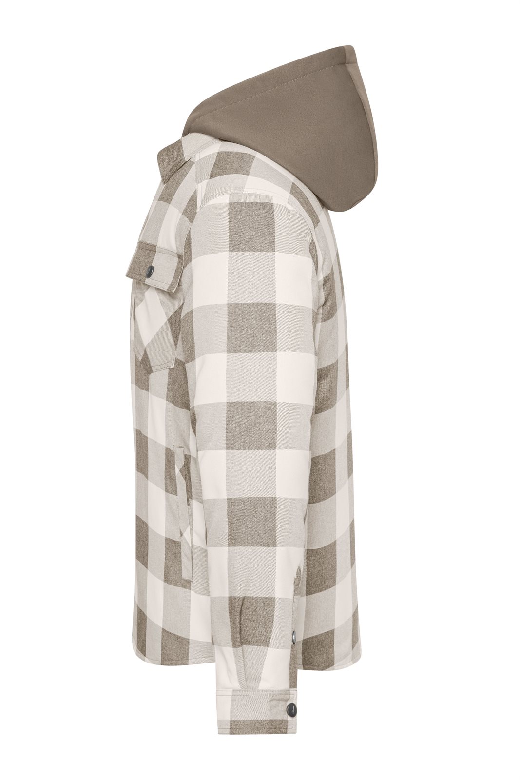 Jacke Unisex Braun/Grau – Workwear Check Shirt Jacket, Detailansicht