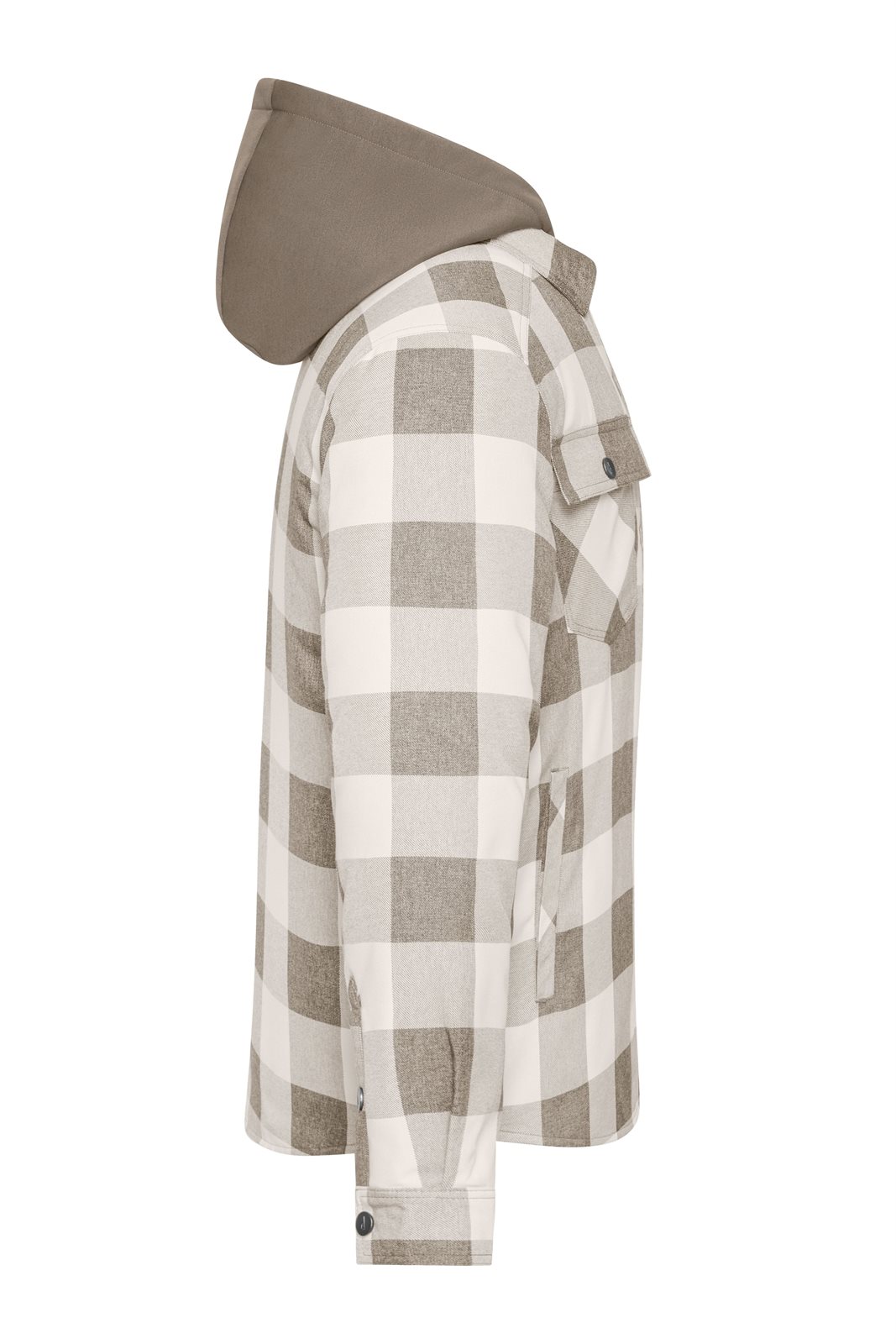 Jacke Unisex Braun/Grau – Workwear Check Shirt Jacket, Detailansicht