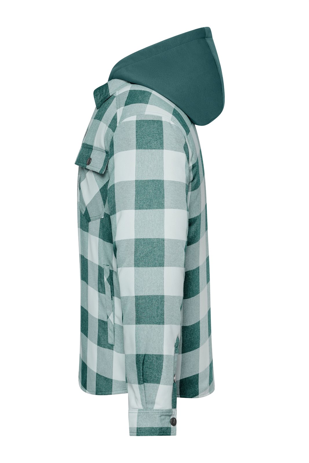 Jacke Unisex Grün/Grau – Workwear Check Shirt Jacket, Detailansicht