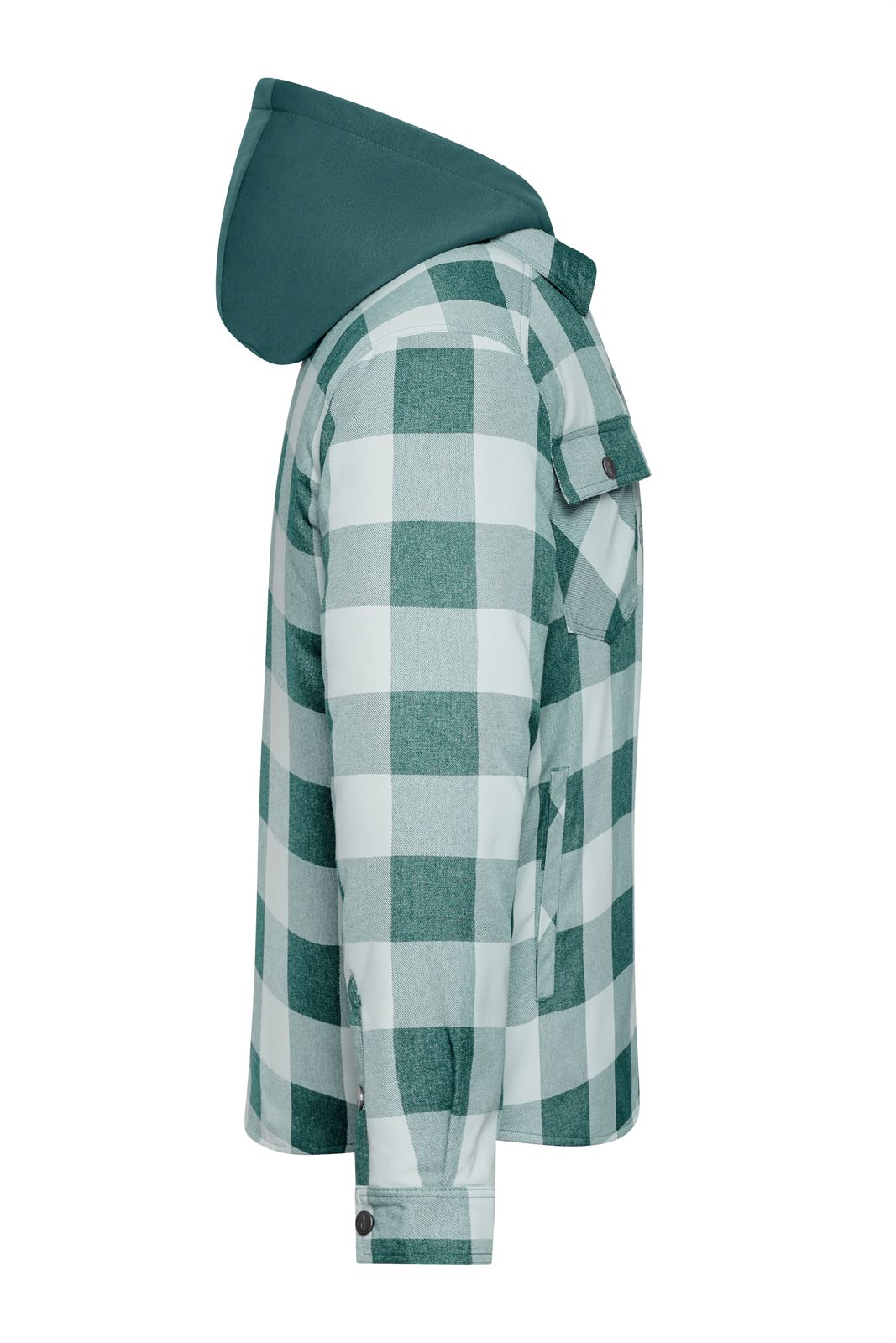 Jacke Unisex Grün/Grau – Workwear Check Shirt Jacket, Detailansicht