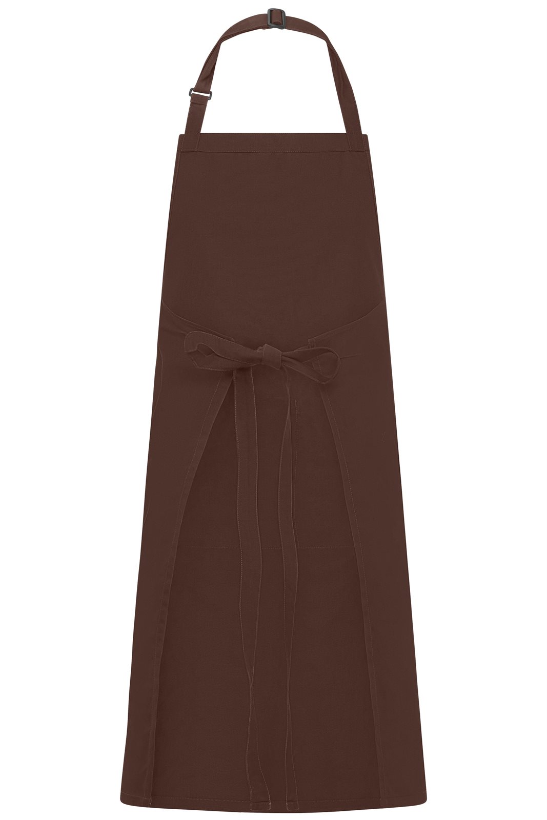 Schürze Unisex Braun – Apron with Bib, Detailansicht
