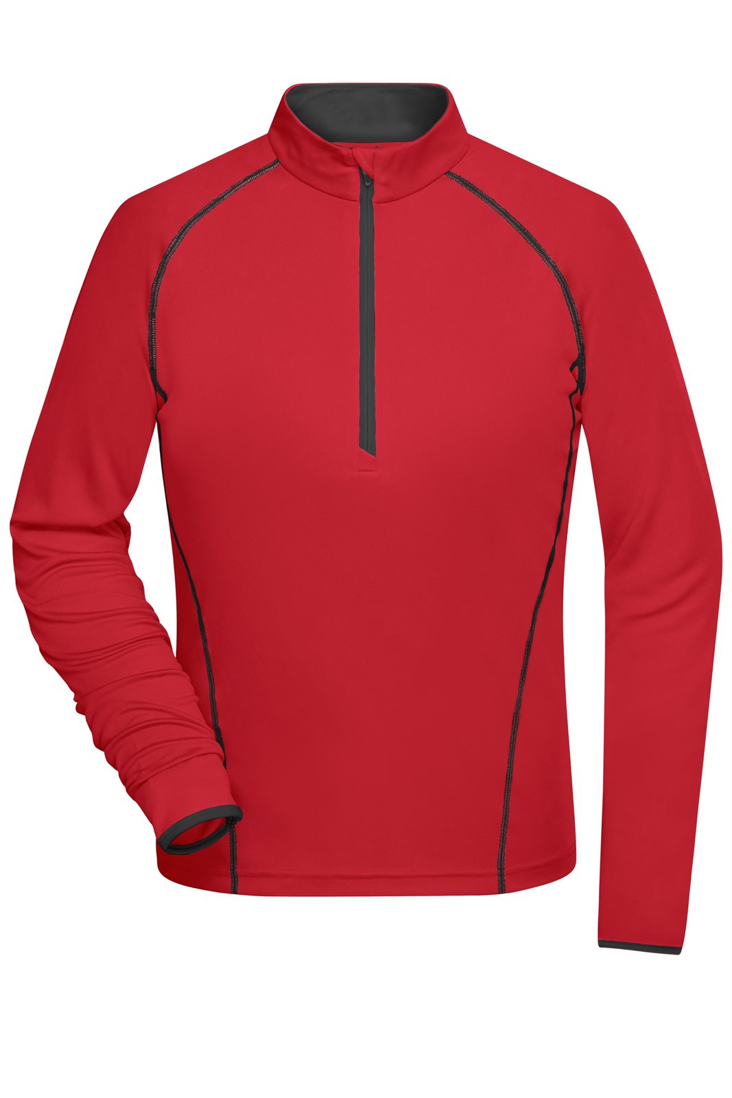 Pullover Damen Schwarz/Rot – Ladies' Sports Shirt Long-Sleeved