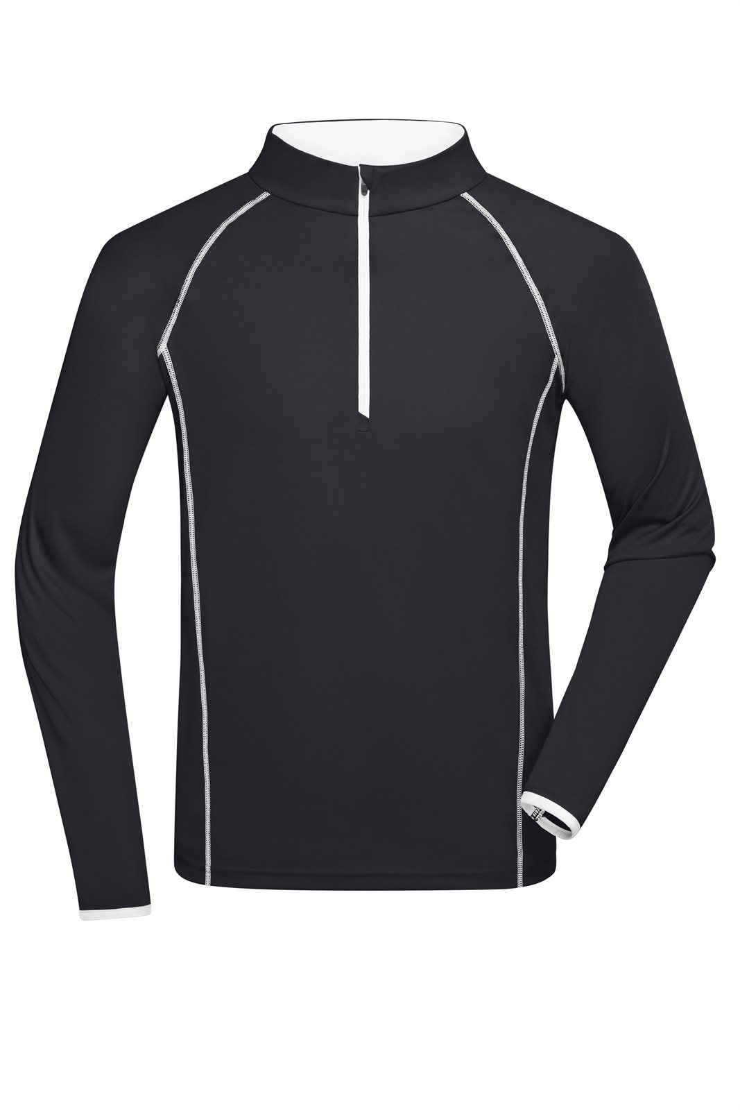 Pullover Herren Weiß/Schwarz – Men's Sports Shirt Long-Sleeved