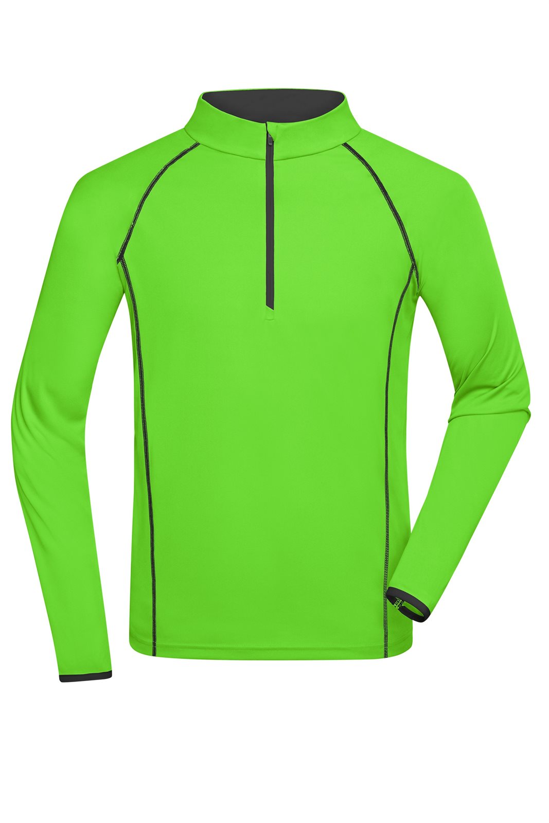 Pullover Herren Schwarz/Grün/Neon – Men's Sports Shirt Long-Sleeved