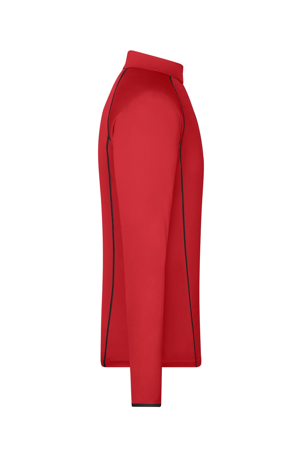 Pullover Herren Schwarz/Rot – Men's Sports Shirt Long-Sleeved, Detailansicht