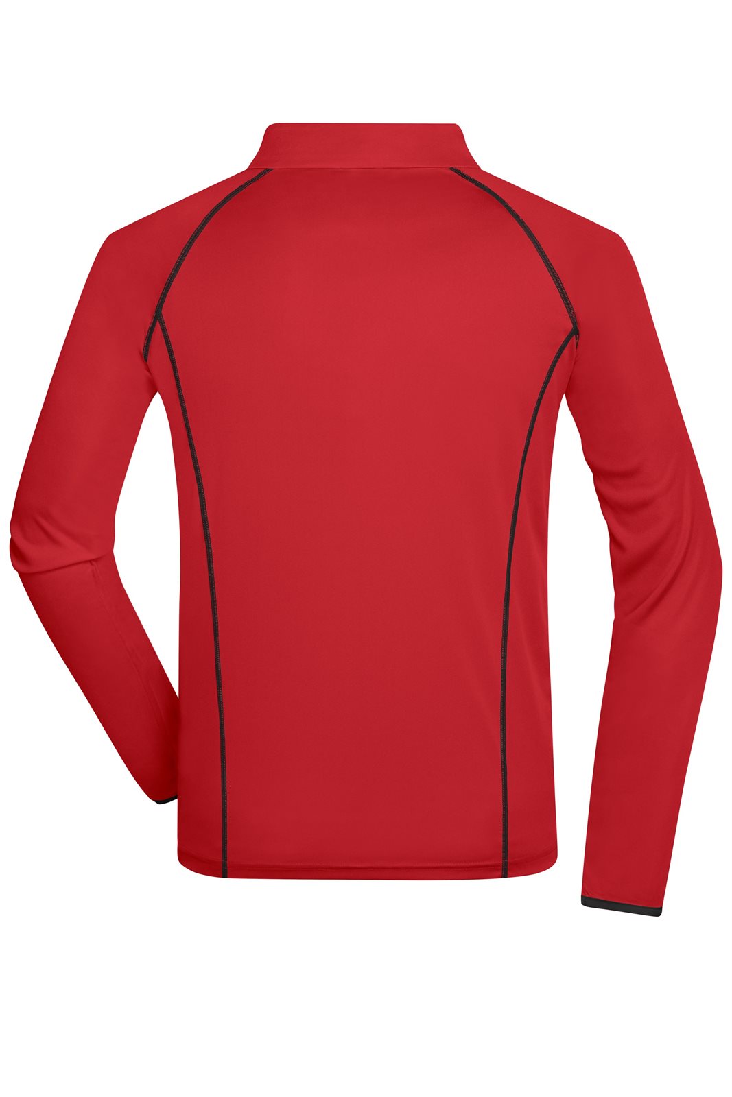 Pullover Herren Schwarz/Rot – Men's Sports Shirt Long-Sleeved, Detailansicht