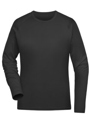 T-Shirt Damen Schwarz – Ladies' Sports Shirt Long-Sleeved   GRS