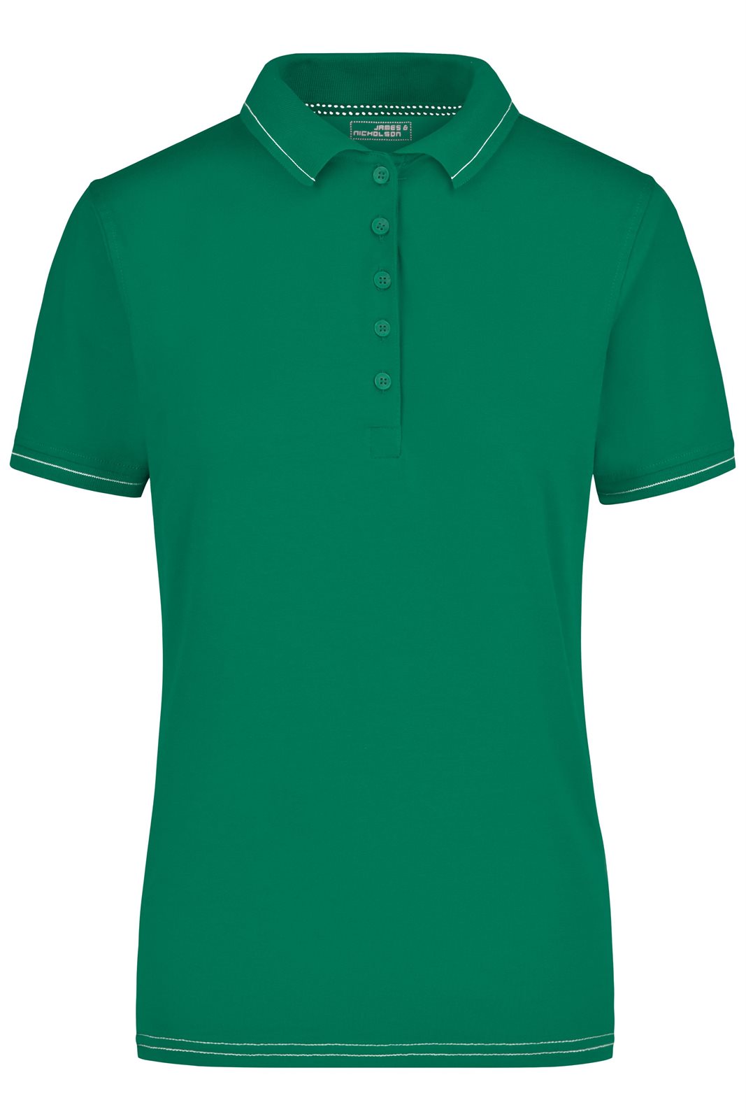 Poloshirt Damen Weiß/Grün – Ladies' Elastic Polo
